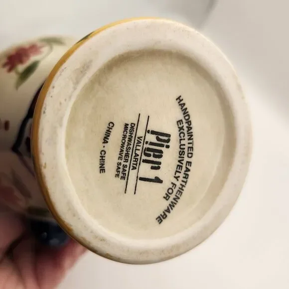 Pier 1 Oil Jar & Drizzle Spout Hand Painted Earthenware - Picture 5 of 6